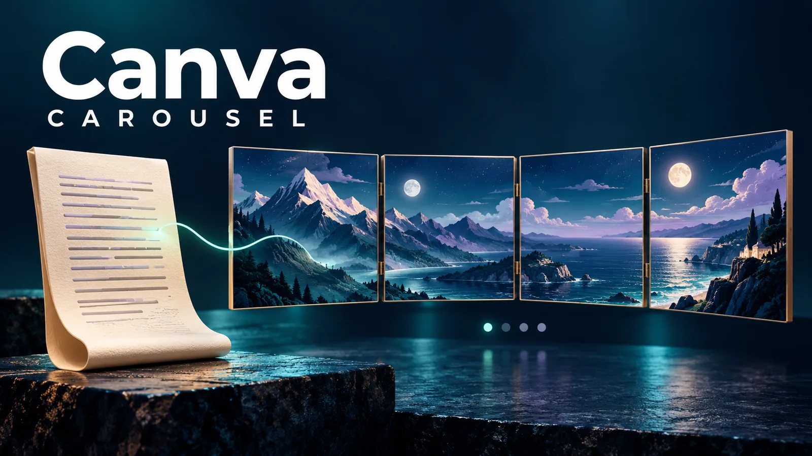 איור טקסט שהופך לסדרת שקופיות בקרוסלה ב־Canva
