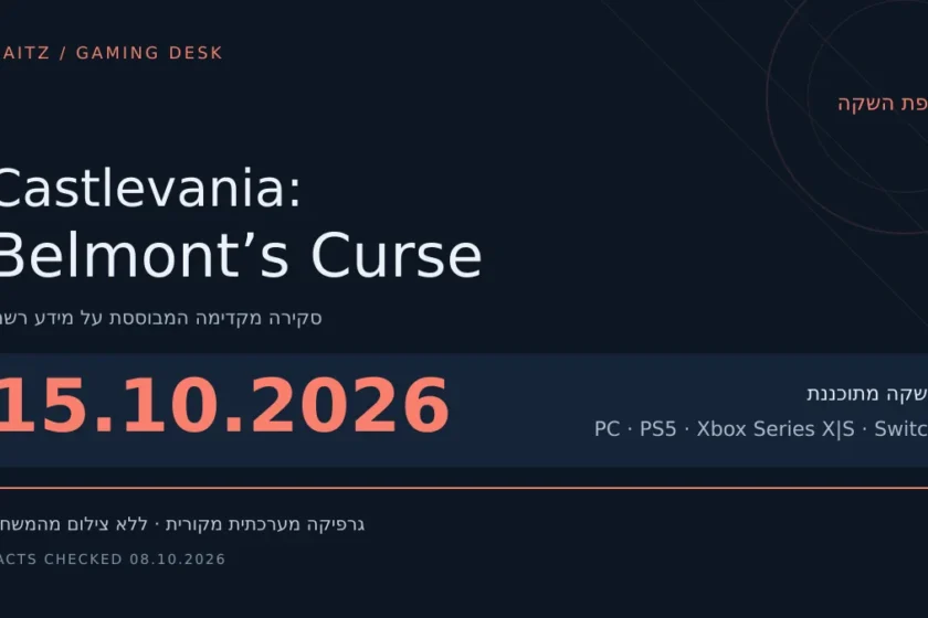 מפת השקה מערכתית של Castlevania: Belmont’s Curse: 15.10.2026; PC · PS5 · Xbox Series X|S · Switch