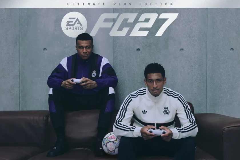 Kylian Mbappé and Jude Bellingham on the official FC 27 Ultimate Plus Edition cover