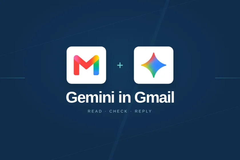 סמלי Gmail ו־Gemini הרשמיים בעיצוב כחול כהה של מאיץ, עם הכיתוב Gemini in Gmail.