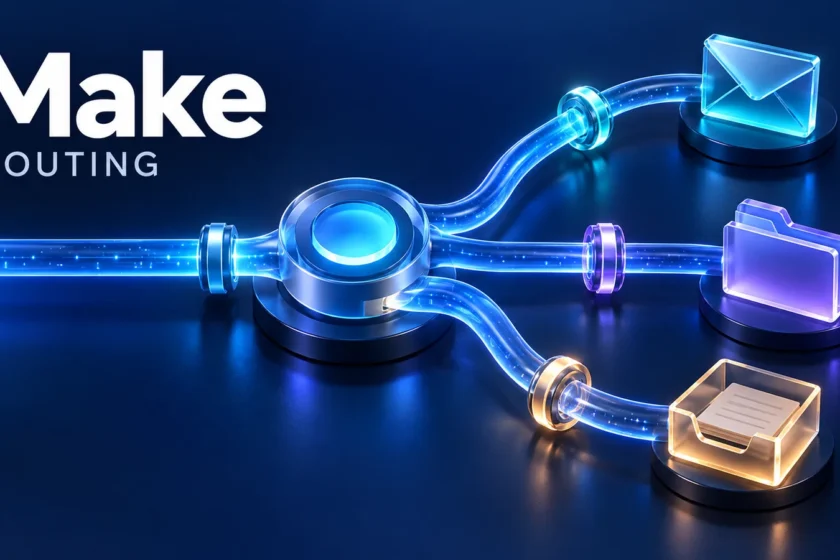 איור Make Routing עם שלושה מסלולים למעטפה, תיקייה ומגש מסמכים