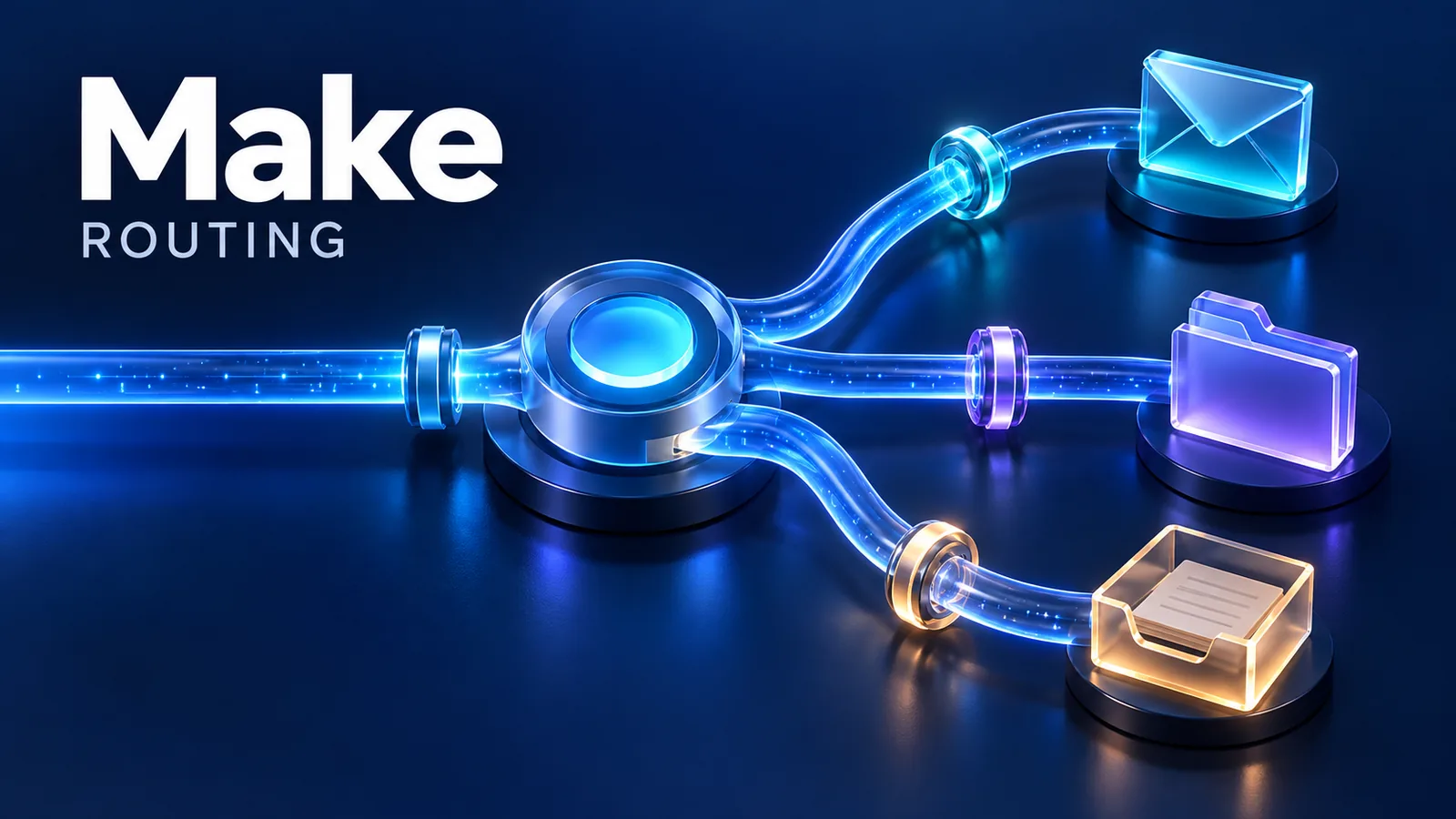 איור Make Routing עם שלושה מסלולים למעטפה, תיקייה ומגש מסמכים