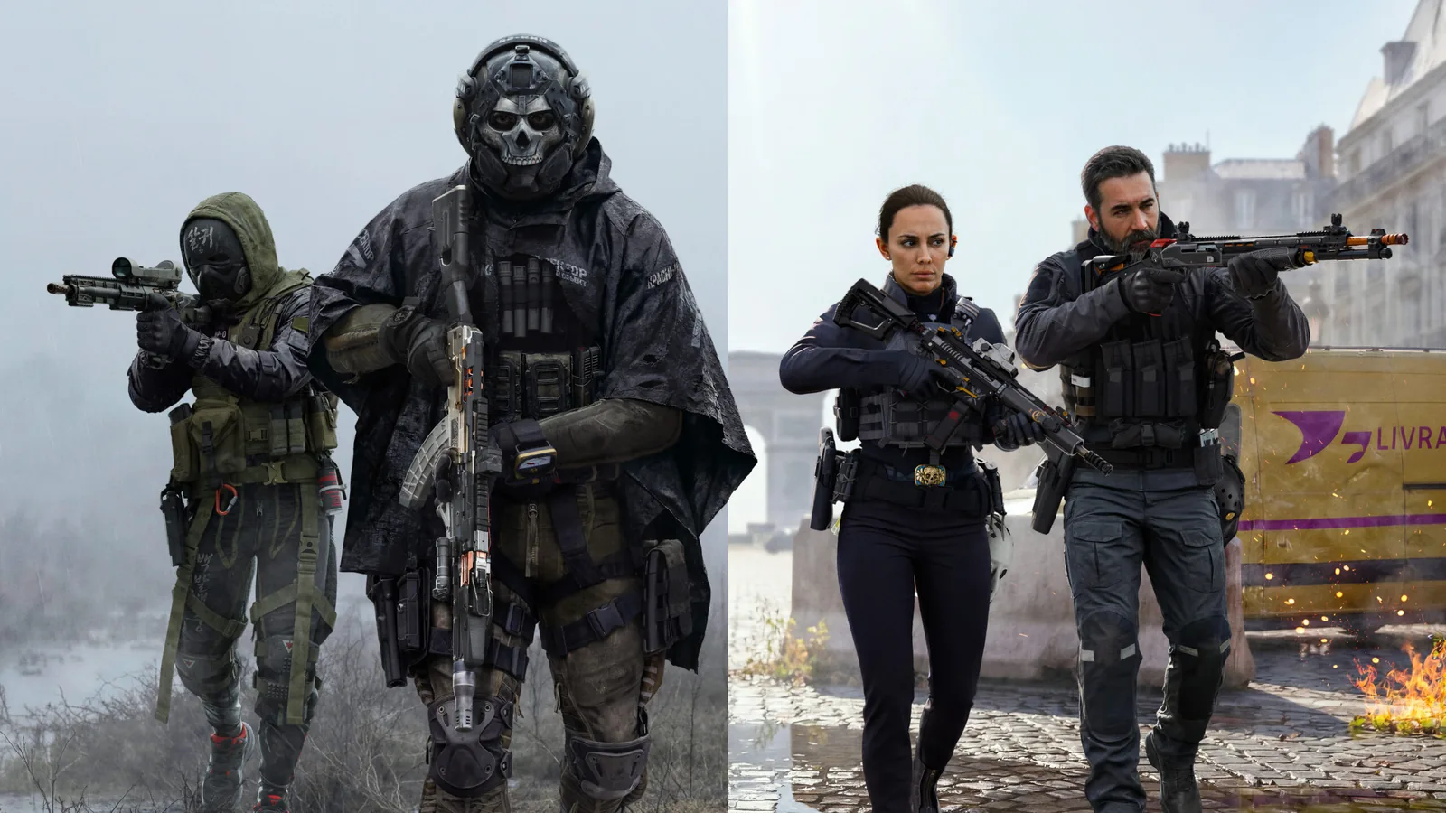 דמויות חבילת Hostile Alliance יחד באמנות רשמית של Modern Warfare 4.