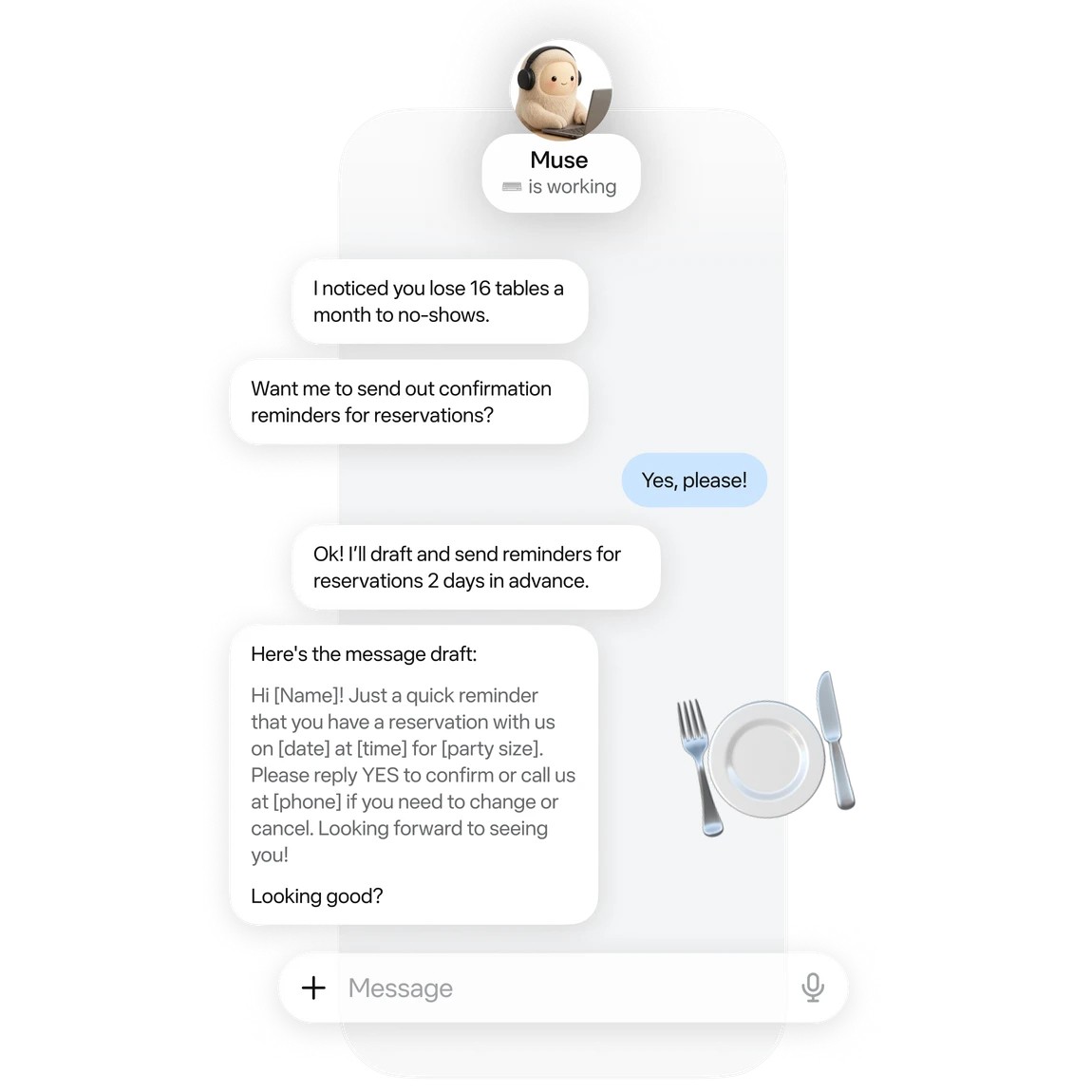 Official Muse illustration of customer reservation reminders