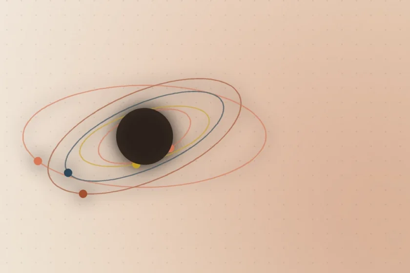 Claude Opus 5.5 fast mode: orange and brown orbits around a sphere on a light beige background, representing an Anthropic model