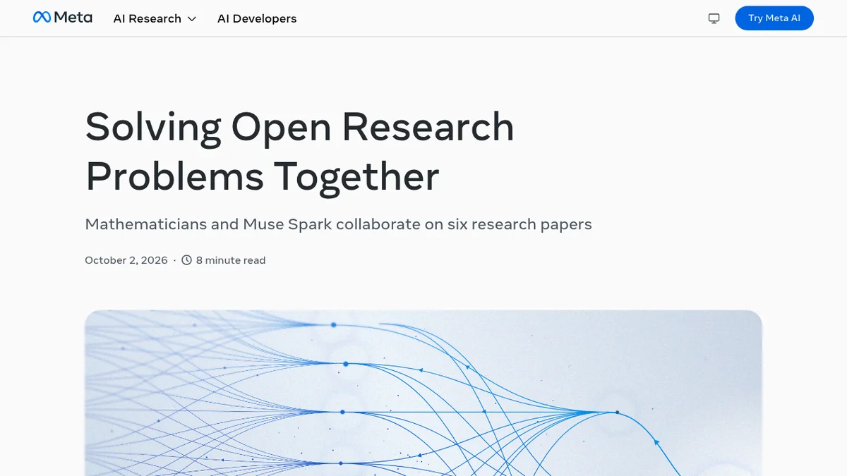 צילום מסך של הפוסט Solving Open Research Problems Together בבלוג הרשמי של Meta AI Research