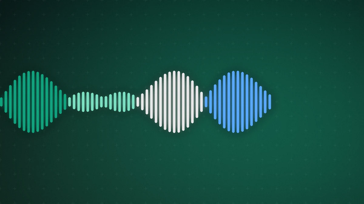 Illustration: vertical waveform bars in green, white and blue on a dark green background, suggesting a hidden statistical signal inside text
