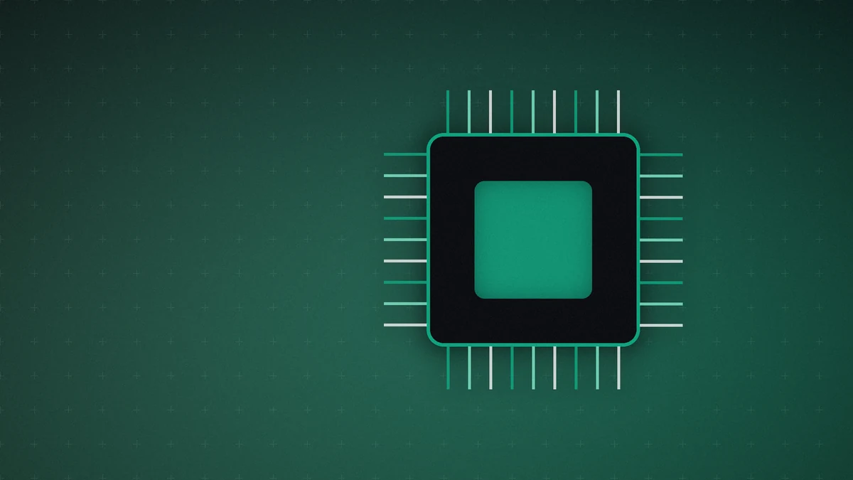 Illustration: a glowing circuit chip in green and teal tones on a dark background, representing the new generation of models in ChatGPT