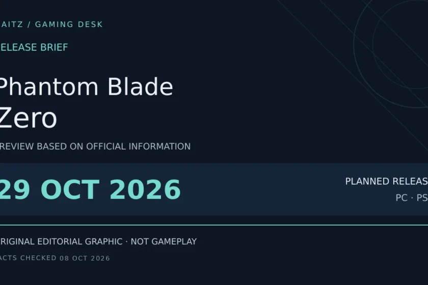 Editorial release brief for Phantom Blade Zero: October 29, 2026; PC · PS5