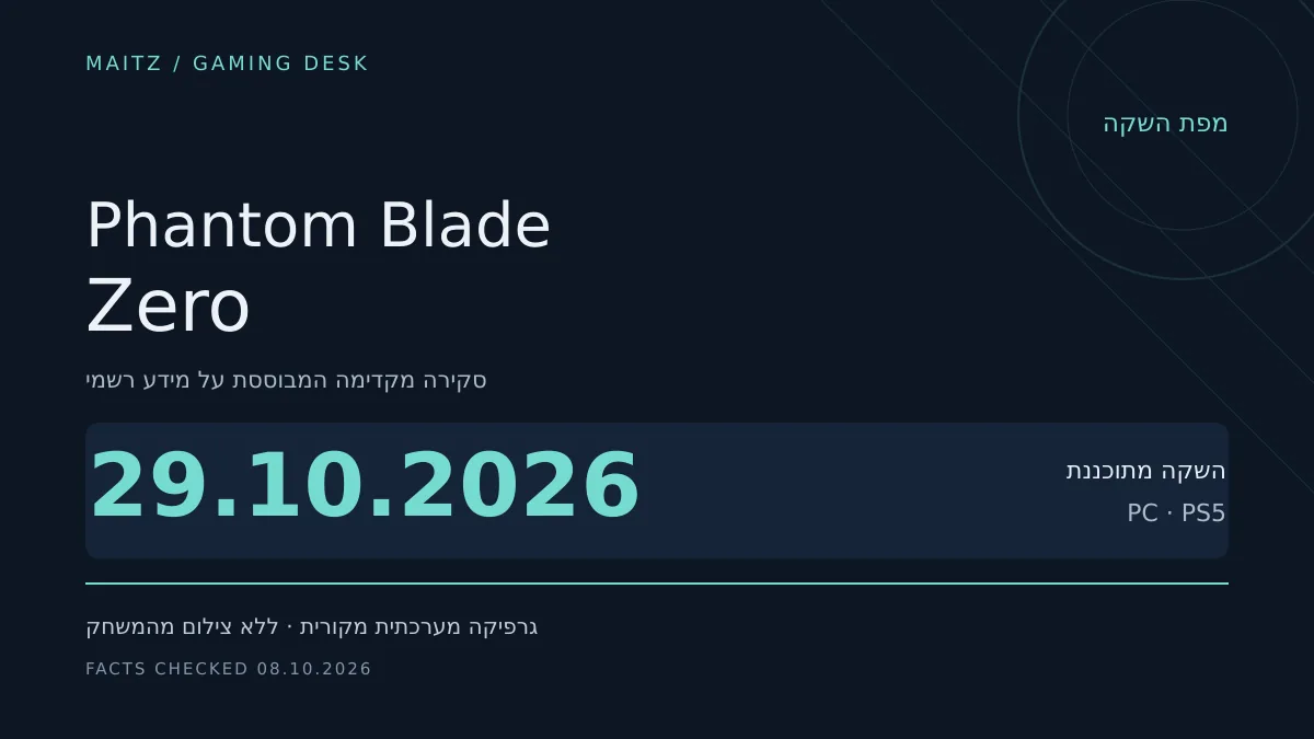 מפת השקה מערכתית של Phantom Blade Zero: 29.10.2026; PC · PS5