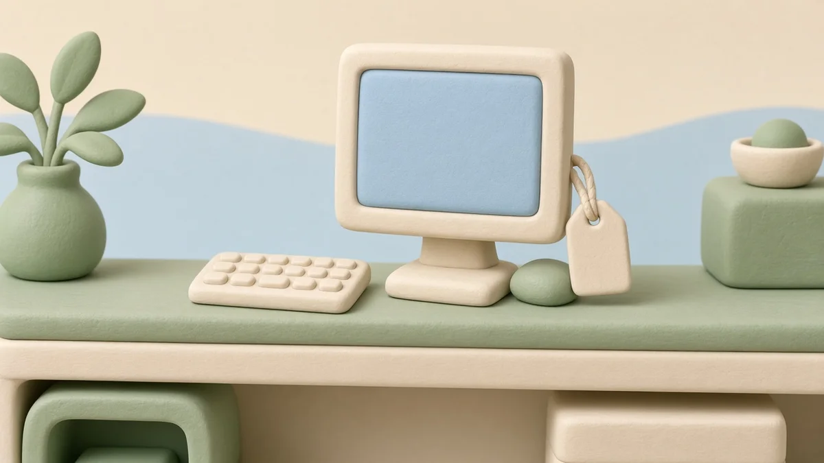RTX Spark: a clay desktop computer with a price tag on a shelf