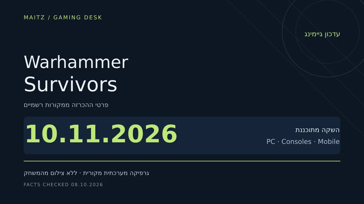 עדכון מערכתי על Warhammer Survivors: 10.11.2026; PC · Consoles · Mobile